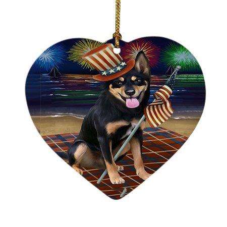 4th of July Firework Australian Kelpies Dog Heart Christmas Ornament HPOR48165