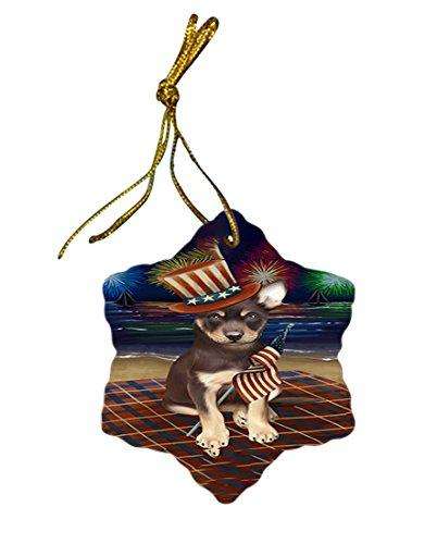 4th of July Firework Australian Kelpies Dog Star Porcelain Ornament SPOR48159