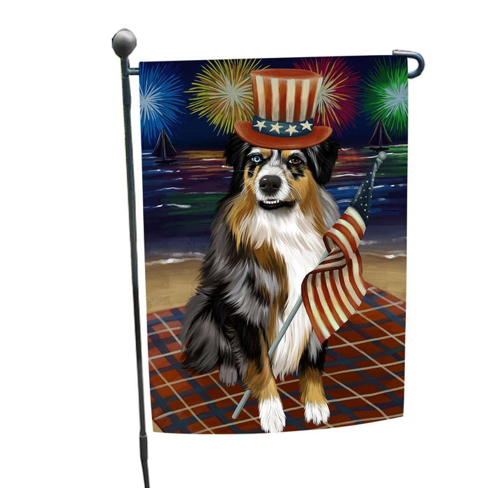 4th of July Firework Australian Shepherd Dog Garden Flag GFLG48127