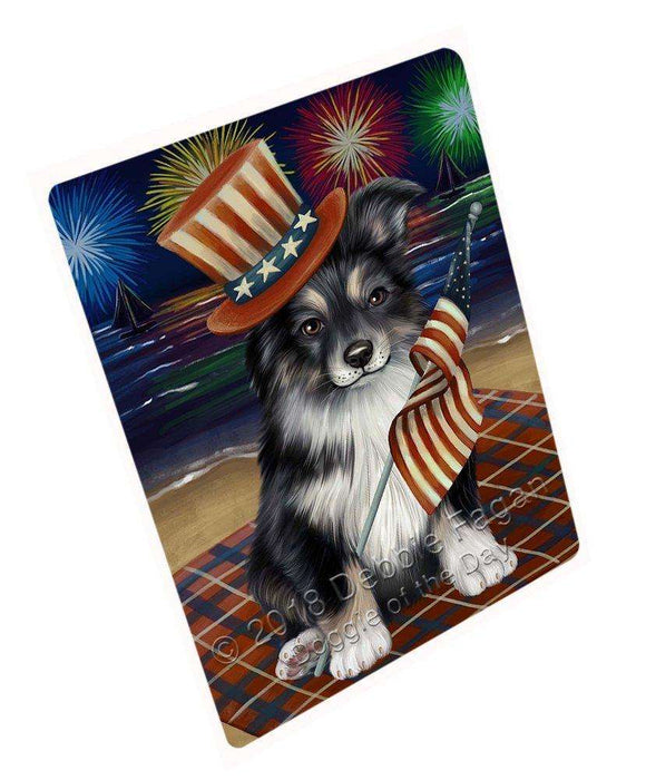 4th of July Firework Australian Shepherd Dog Large Refrigerator / Dishwasher RMAG49038