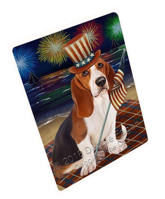 4th of July Firework Basset Hound Dog Blanket BLNKT49584