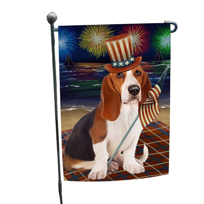 4th of July Firework Basset Hound Dog Garden Flag GFLG48129