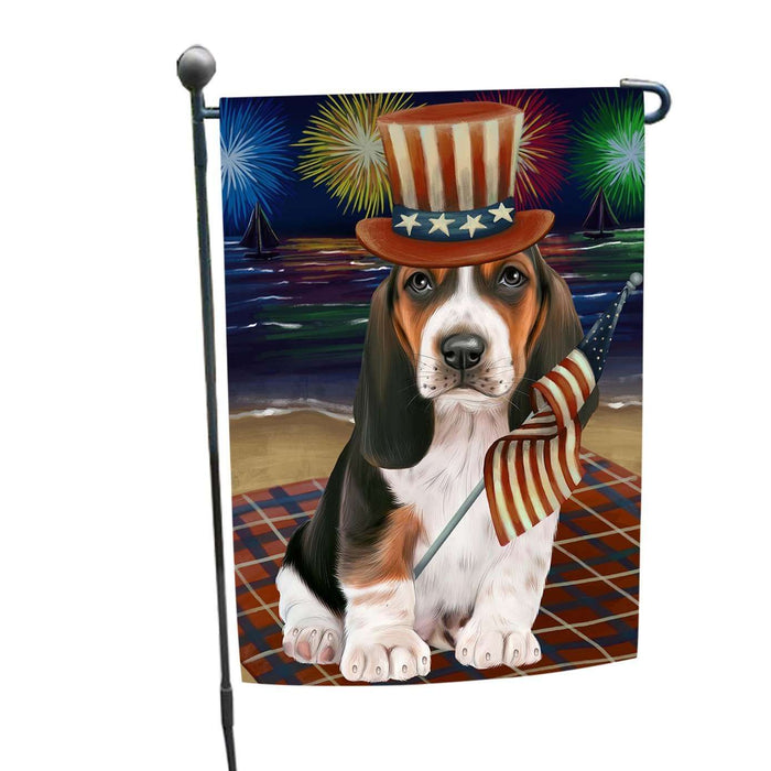 4th of July Firework Basset Hound Dog Garden Flag GFLG48131