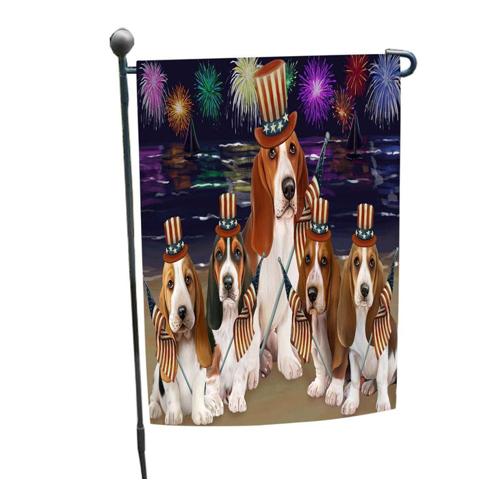 4th of July Firework Basset Hounds Dog Garden Flag GFLG48130