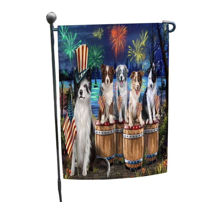 4th of July Firework Gathering Border Collie Dogs Garden Flag GFLG48089