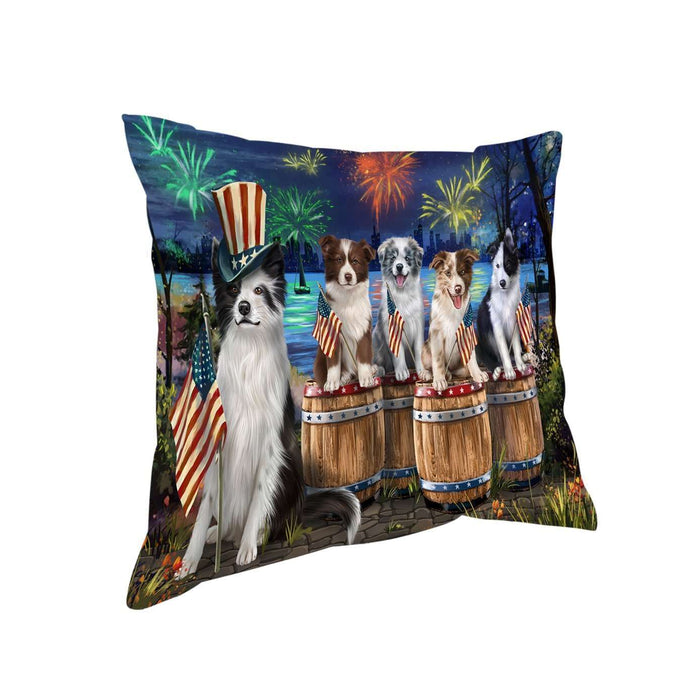 4th of July Firework Gathering Border Collie Dogs Pillow PIL48576