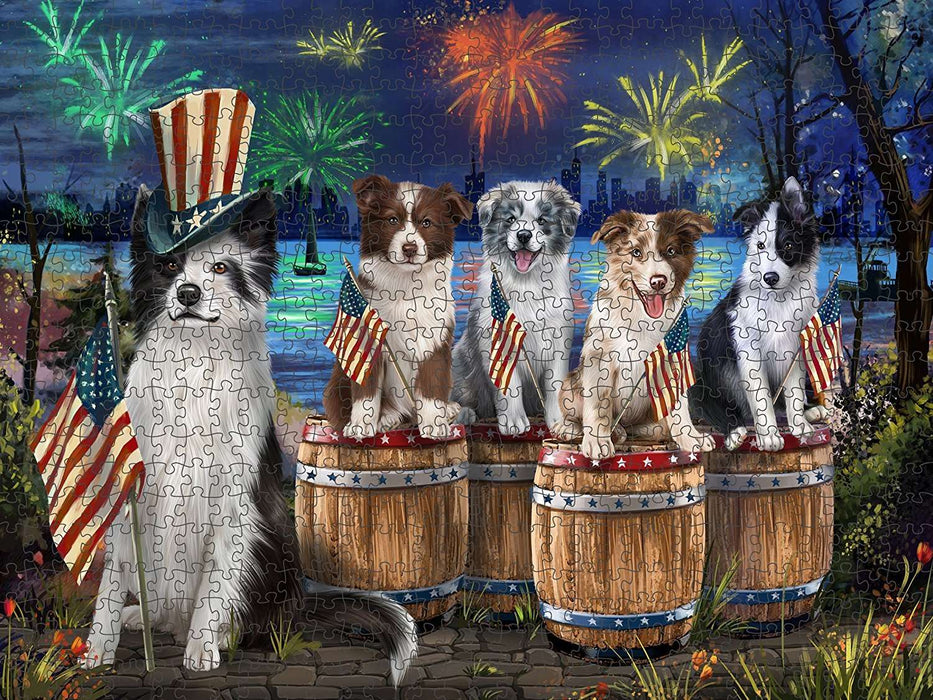 4th of July Firework Gathering Border Collie Dogs Puzzle with Photo PUZL48021