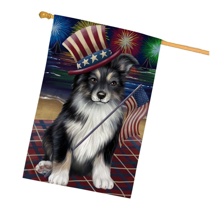 4th Of July Fireworks Australian Shepherd Dog House Flag FLG48139