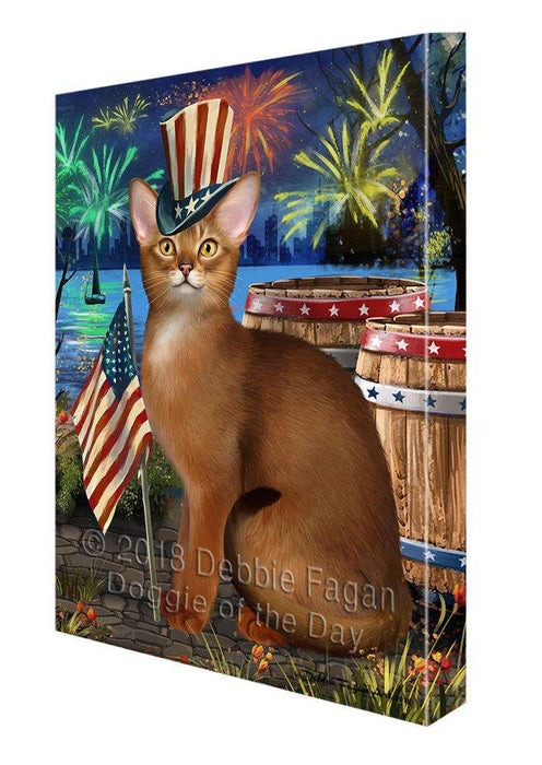 4th of July Independence Day Firework Abyssinian Cat Canvas Print Wall Art Décor CVS104093