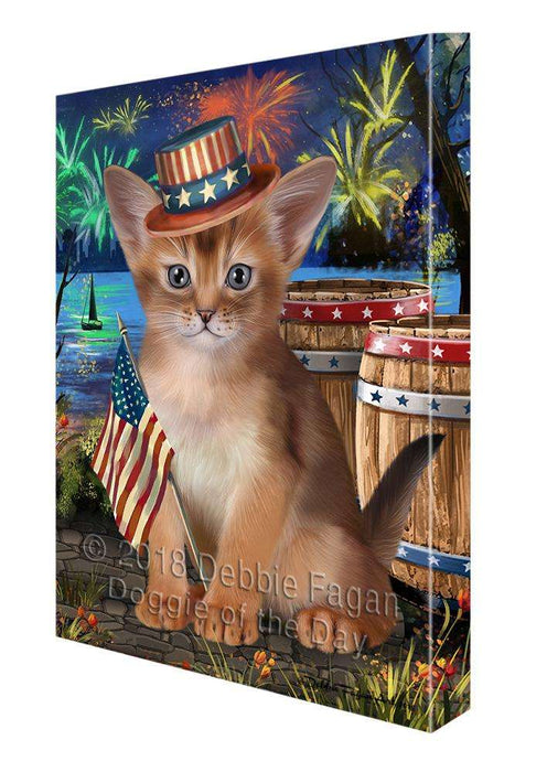 4th of July Independence Day Firework Abyssinian Cat Canvas Print Wall Art Décor CVS104102
