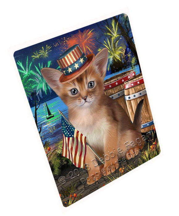 4th of July Independence Day Firework Abyssinian Cat Cutting Board C66528