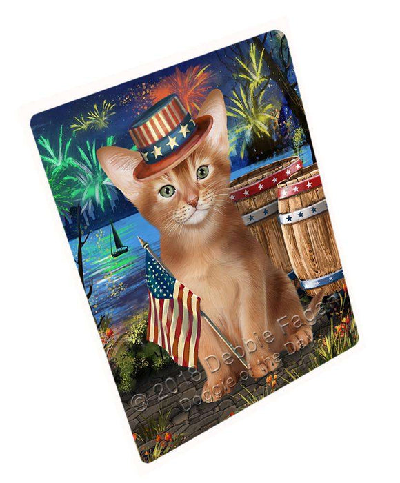 4th of July Independence Day Firework Abyssinian Cat Cutting Board C66537