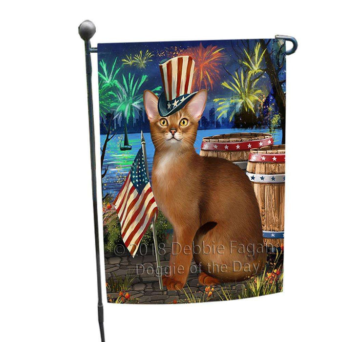 4th of July Independence Day Firework Abyssinian Cat Garden Flag GFLG54089
