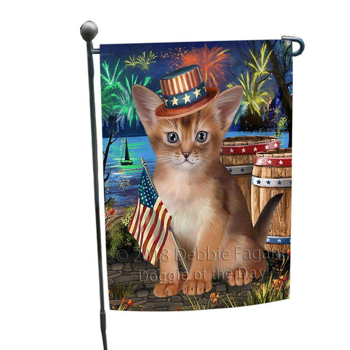 4th of July Independence Day Firework Abyssinian Cat Garden Flag GFLG54090