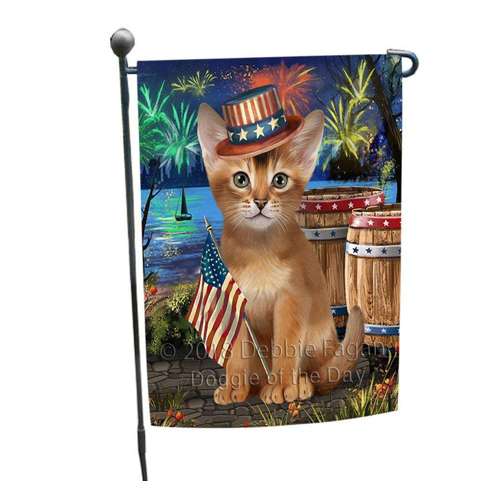 4th of July Independence Day Firework Abyssinian Cat Garden Flag GFLG54091