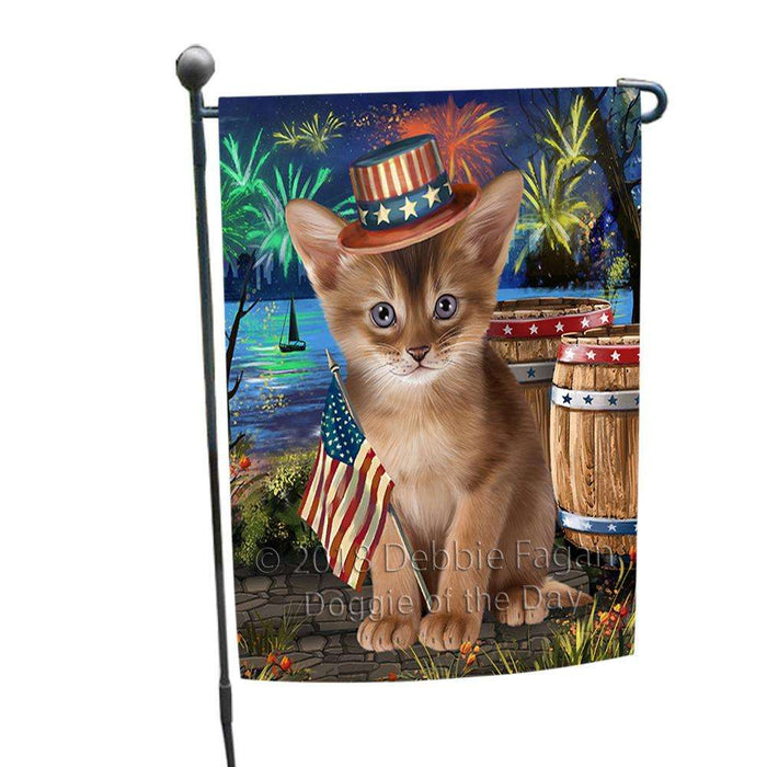 4th of July Independence Day Firework Abyssinian Cat Garden Flag GFLG54092