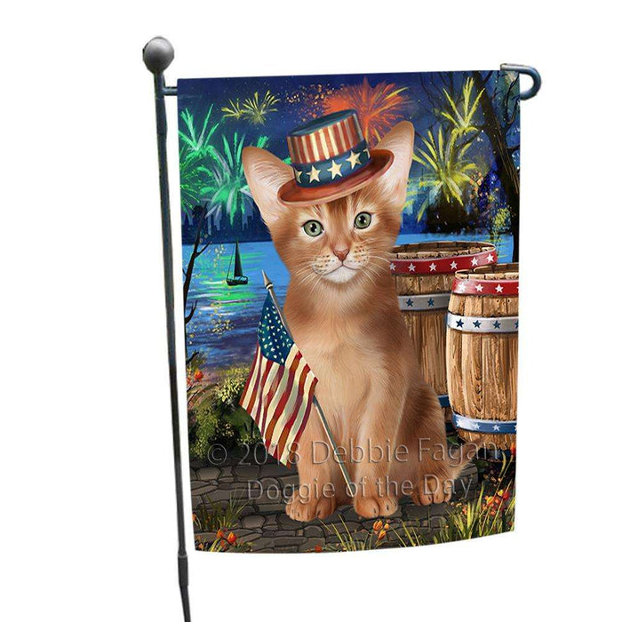 4th of July Independence Day Firework Abyssinian Cat Garden Flag GFLG54093