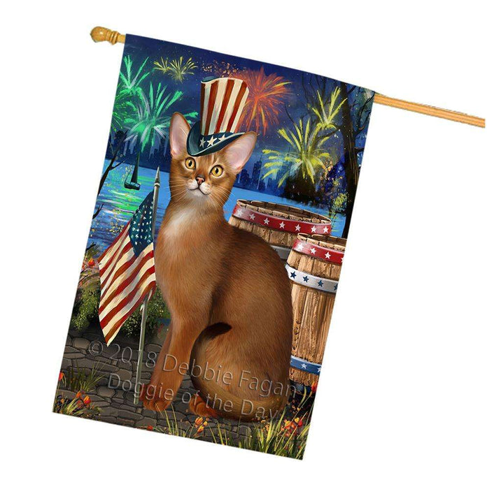 4th of July Independence Day Firework Abyssinian Cat House Flag FLG54225