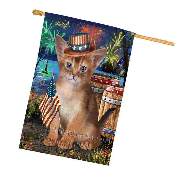 4th of July Independence Day Firework Abyssinian Cat House Flag FLG54226