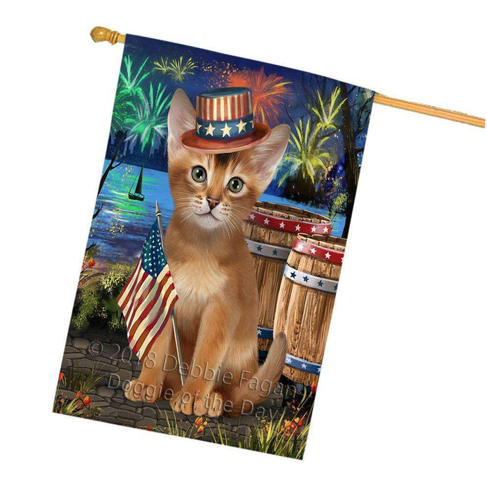 4th of July Independence Day Firework Abyssinian Cat House Flag FLG54227
