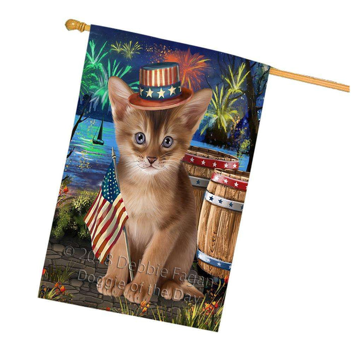 4th of July Independence Day Firework Abyssinian Cat House Flag FLG54228