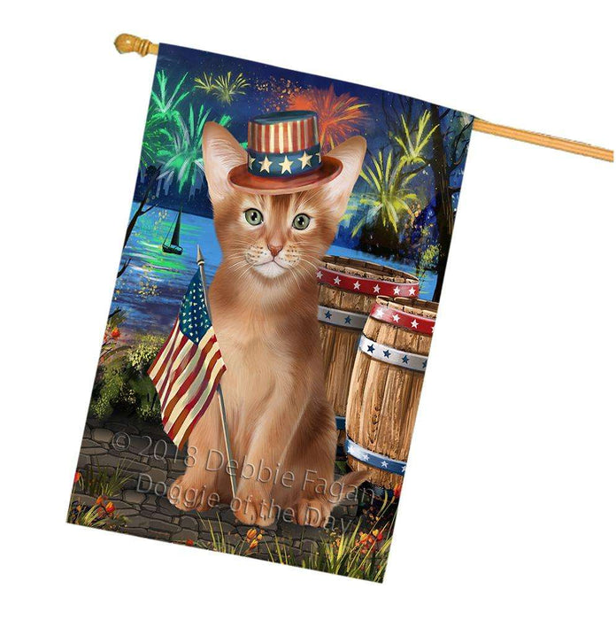 4th of July Independence Day Firework Abyssinian Cat House Flag FLG54229