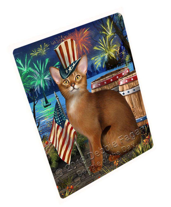 4th of July Independence Day Firework Abyssinian Cat Large Refrigerator / Dishwasher Magnet RMAG85044