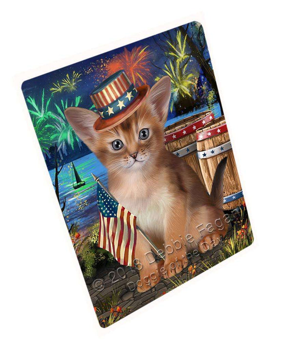 4th of July Independence Day Firework Abyssinian Cat Large Refrigerator / Dishwasher Magnet RMAG85050