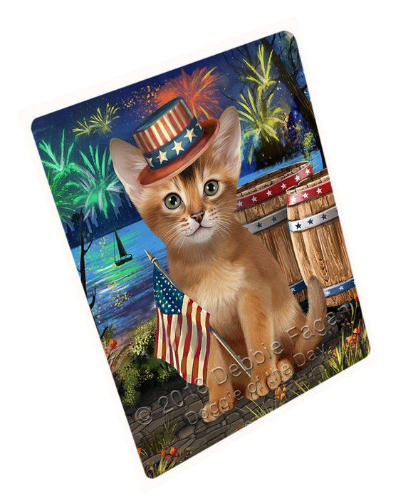 4th of July Independence Day Firework Abyssinian Cat Large Refrigerator / Dishwasher Magnet RMAG85056