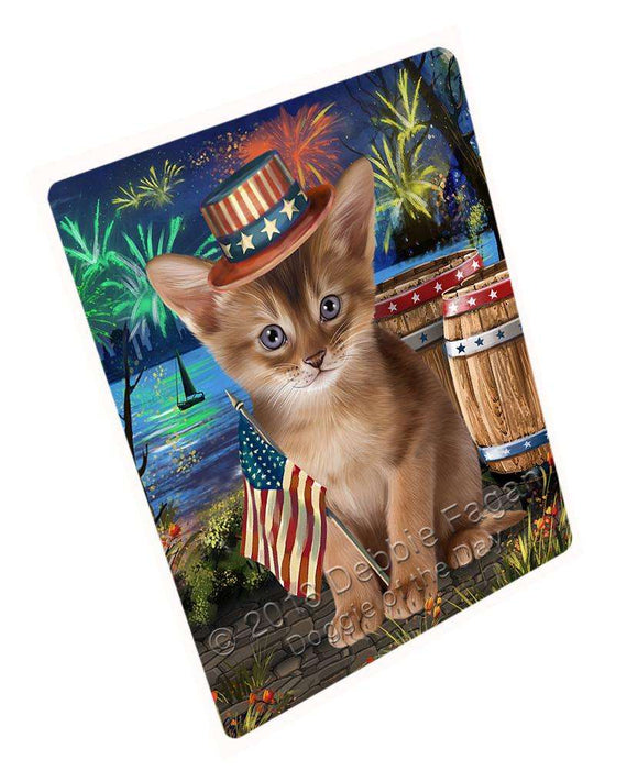 4th of July Independence Day Firework Abyssinian Cat Large Refrigerator / Dishwasher Magnet RMAG85062