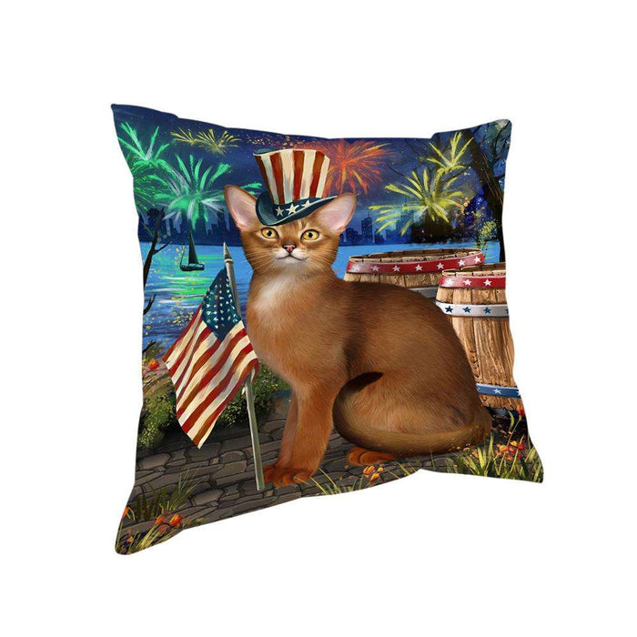 4th of July Independence Day Firework Abyssinian Cat Pillow PIL72732