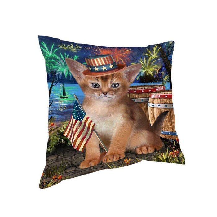 4th of July Independence Day Firework Abyssinian Cat Pillow PIL72736