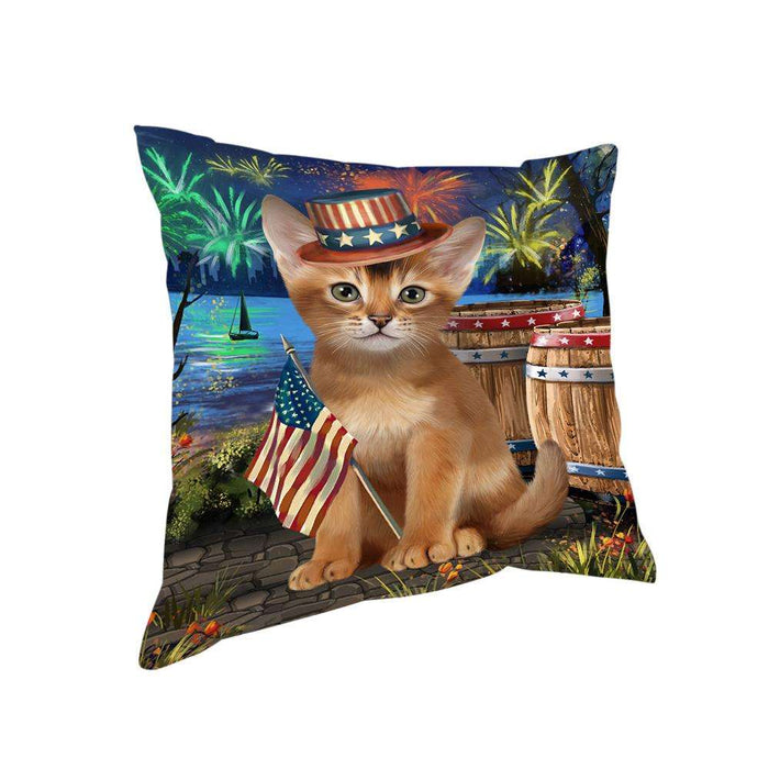 4th of July Independence Day Firework Abyssinian Cat Pillow PIL72740