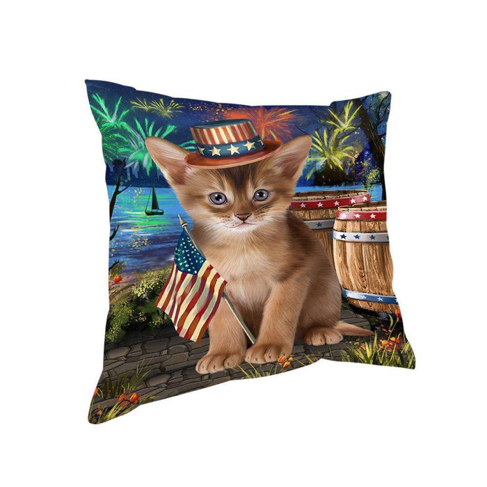4th of July Independence Day Firework Abyssinian Cat Pillow PIL72744