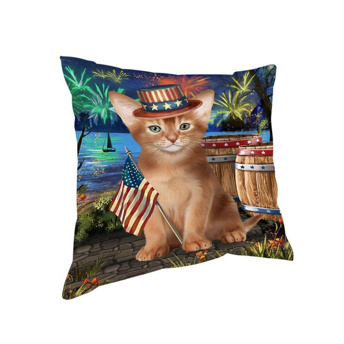 4th of July Independence Day Firework Abyssinian Cat Pillow PIL72748
