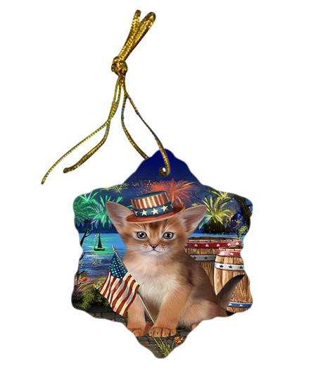 4th of July Independence Day Firework Abyssinian Cat Star Porcelain Ornament SPOR54019