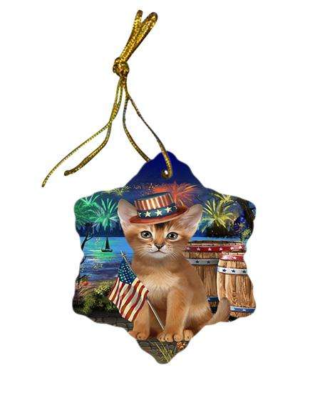 4th of July Independence Day Firework Abyssinian Cat Star Porcelain Ornament SPOR54020