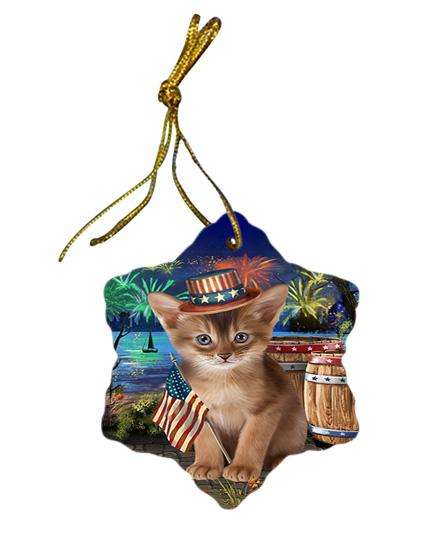 4th of July Independence Day Firework Abyssinian Cat Star Porcelain Ornament SPOR54021