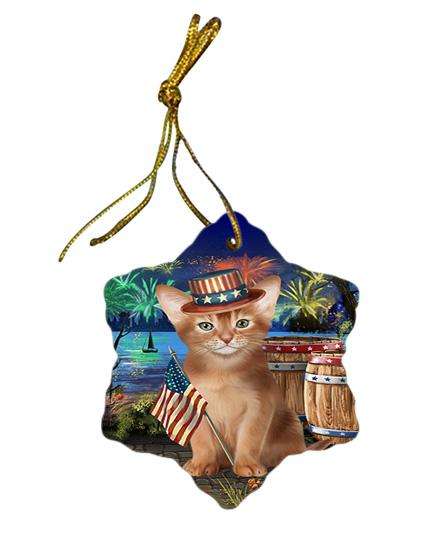 4th of July Independence Day Firework Abyssinian Cat Star Porcelain Ornament SPOR54022