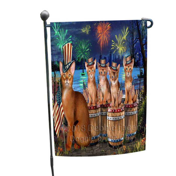 4th of July Independence Day Firework Abyssinian Cats Garden Flag GFLG54168