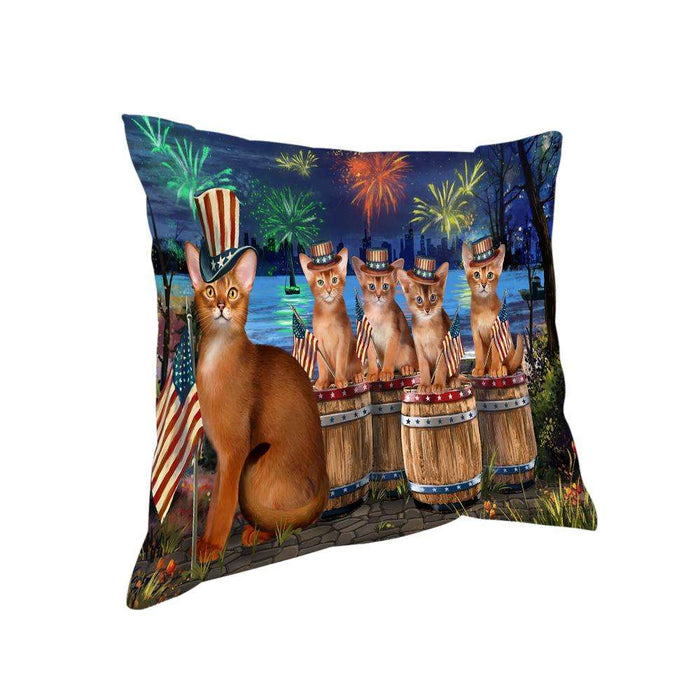 4th of July Independence Day Firework Abyssinian Cats Pillow PIL73048
