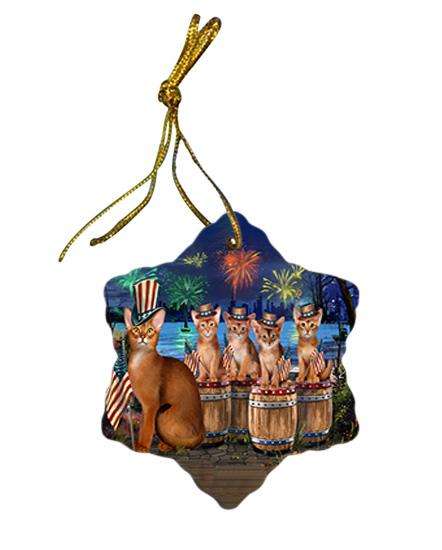 4th of July Independence Day Firework Abyssinian Cats Star Porcelain Ornament SPOR54097
