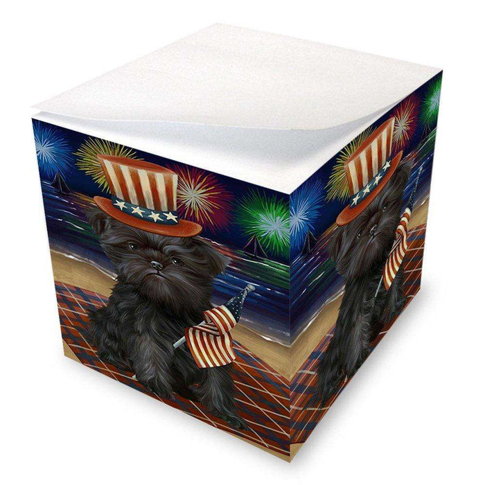 4th of July Independence Day Firework Affenpinscher Dog Note Cube NOC48149