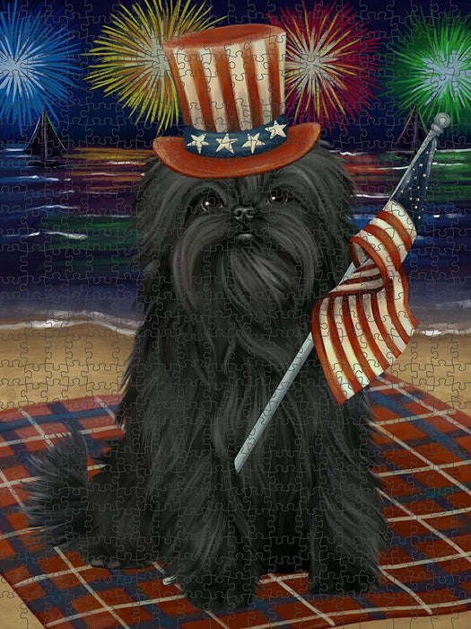 4th of July Independence Day Firework Affenpinscher Dog Puzzle with Photo Tin PUZL48294