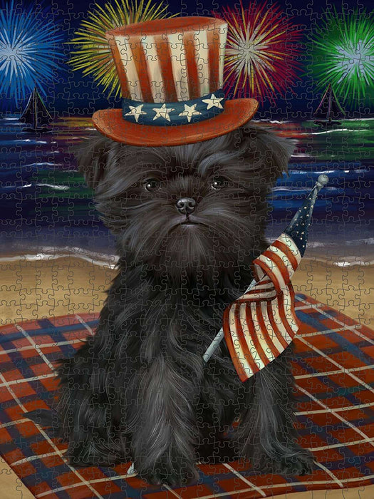 4th of July Independence Day Firework Affenpinscher Dog Puzzle with Photo Tin PUZL48300