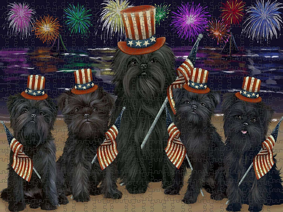 4th of July Independence Day Firework Affenpinschers Dog Puzzle with Photo Tin PUZL48297