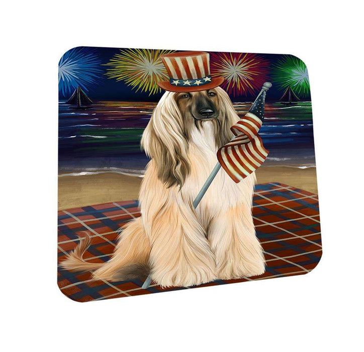 4th of July Independence Day Firework Afghan Hound Dog Coasters Set of 4 CST51951