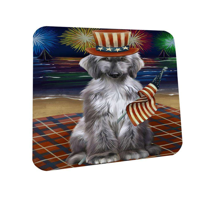 4th of July Independence Day Firework Afghan Hound Dog Coasters Set of 4 CST51953