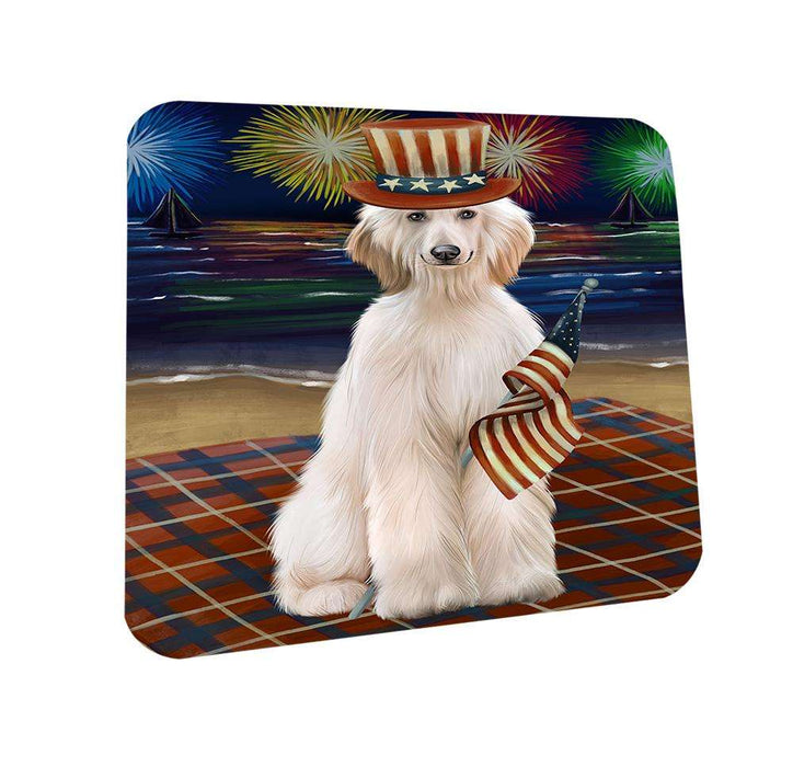 4th of July Independence Day Firework Afghan Hound Dog Coasters Set of 4 CST51954