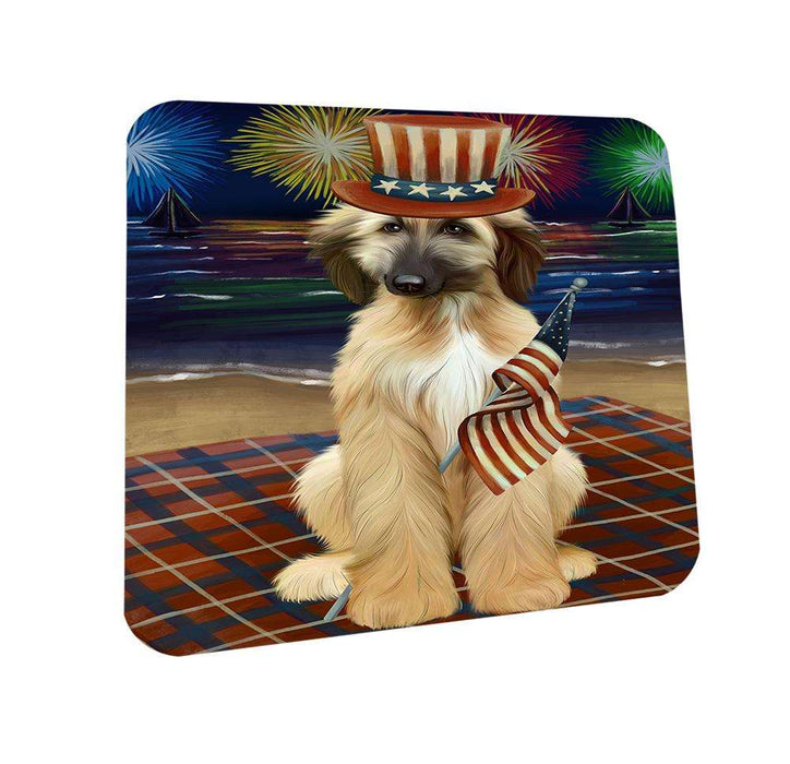 4th of July Independence Day Firework Afghan Hound Dog Coasters Set of 4 CST51955